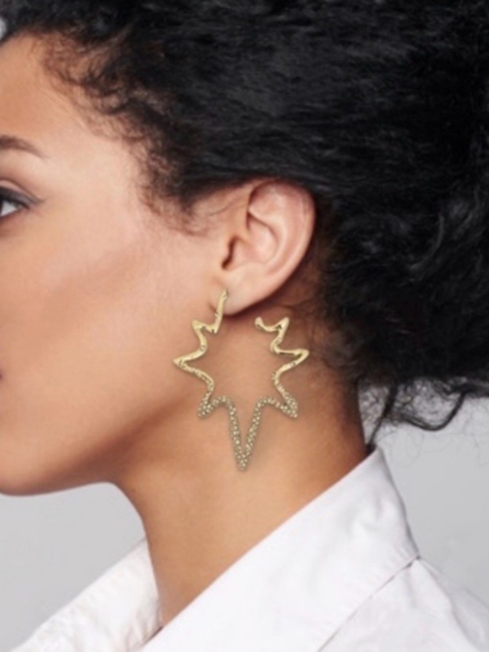 ALEXIS BITTAR Starburst Pavé Organic Hoop Earrings Gold Clear MY28 JN04